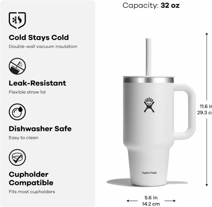 Hydro Flask 24 Oz Insulated Stainless Steel Travel Tumbler with Handle, Leak-Proof Lid and Straw - Indigo Blue