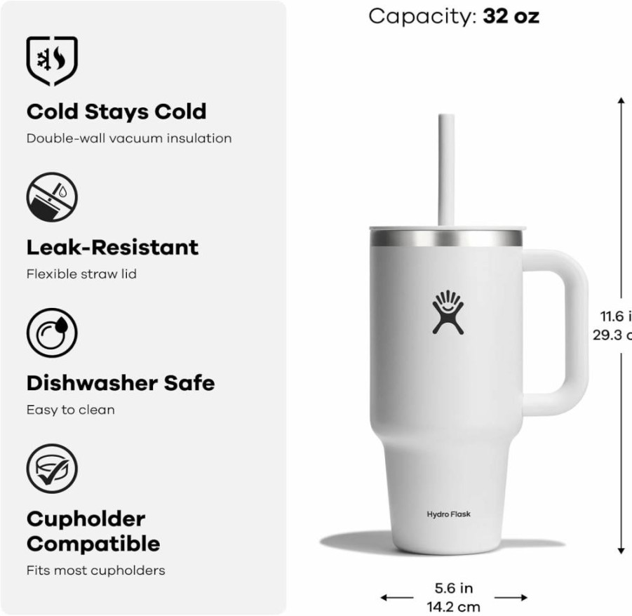 Hydro Flask 24 Oz Insulated Stainless Steel Travel Tumbler with Handle, Leak-Proof Lid & Straw - Agave Green